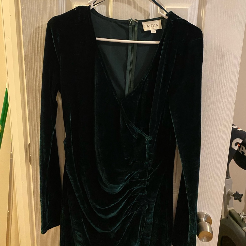 Green Velvet Mini Dress - Gem